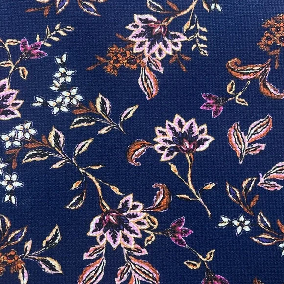 Sundance Waffle Knit Top Large Velvet Cuff Purple Floral Thermal Boho Prairie - Picture 11 of 12